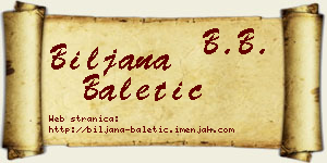 Biljana Baletić vizit kartica